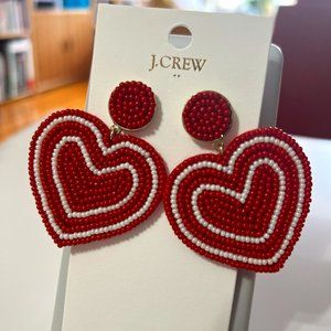 J. Crew Beaded Heart Earrings